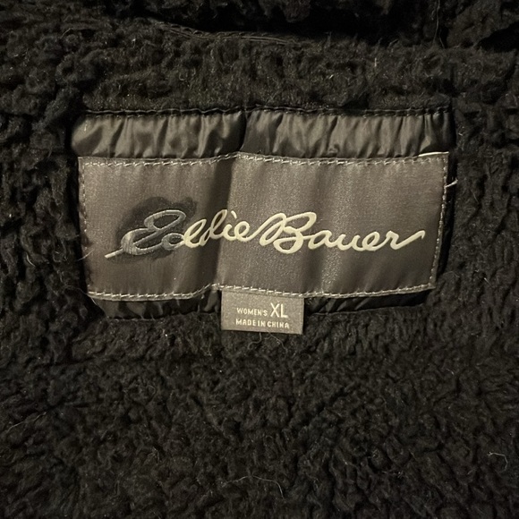 NWT Eddie Bauer extra large Stratuslite Down Faux Shearling Lined Hoodie Jacket - Picture 7 of 16